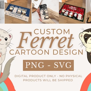 Custom Ferret Illustration - Personalized Ferret Art Digital Download - Ferret Mom Gift - Pet Illustration Printable