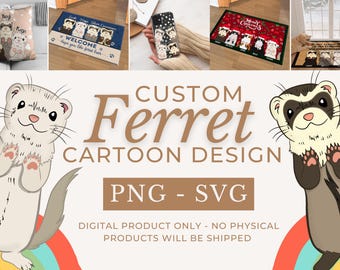 Custom Ferret Illustration - Personalized Ferret Art Digital Download - Ferret Mom Gift - Pet Illustration Printable