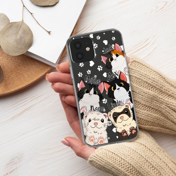 Love Ferret Mom Dad Ferret lover Kawaii Clear Case for new Iphone 14 13 12 pro Max all models Perfect gift for Ferret lover family