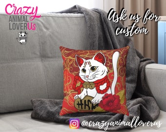 maneki neko pillow