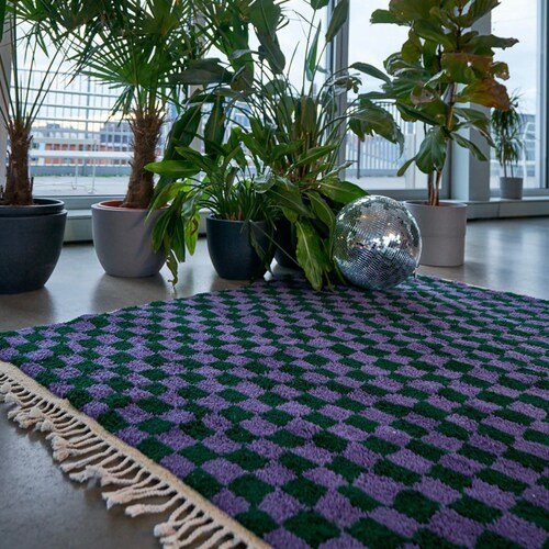 Large Moroccan Green Checkered Area Rug Berber Checker Rug Etsy Australia