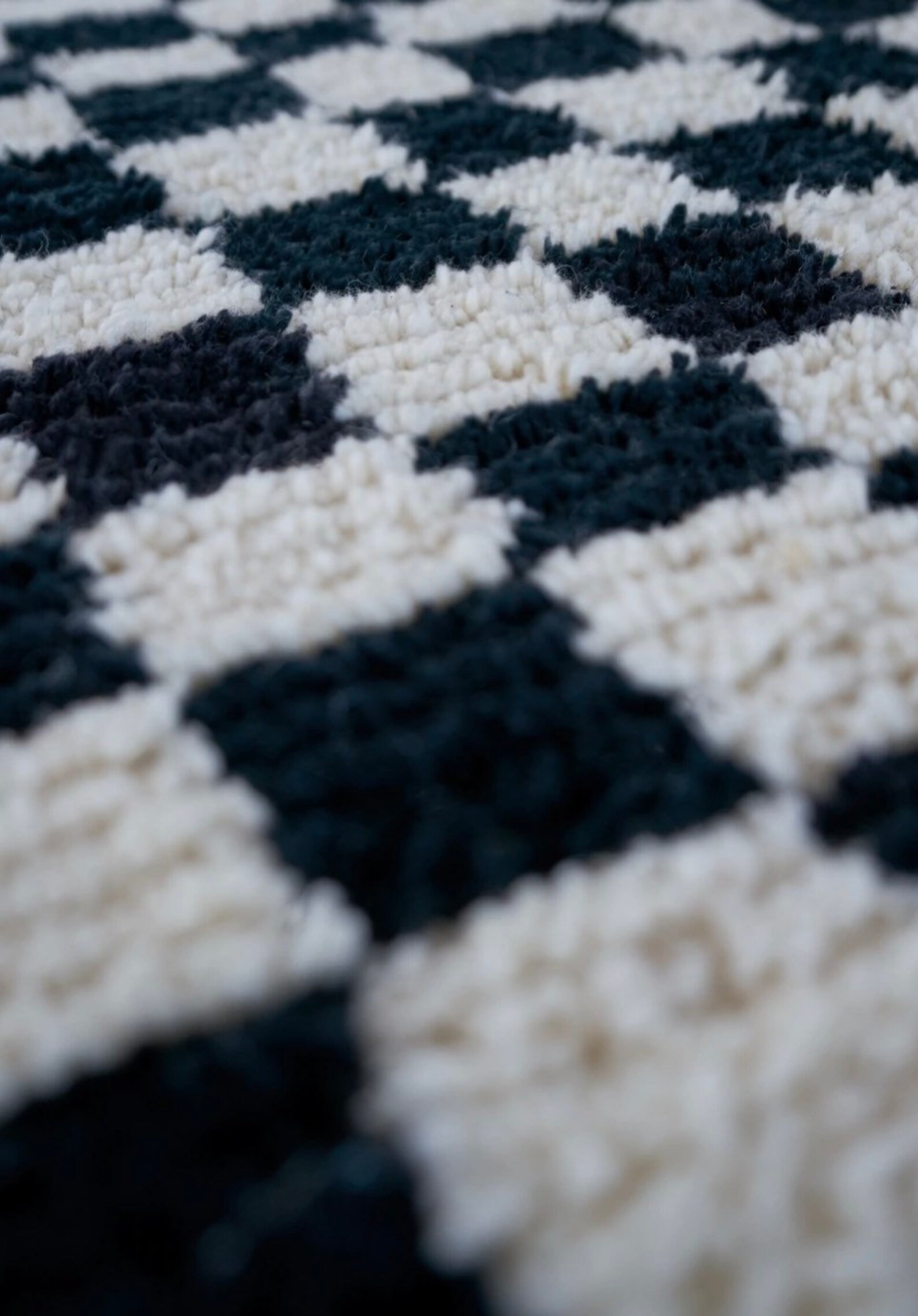 Black and White Checkered Area Rug Moroccan Checkerboard Rug Etsy