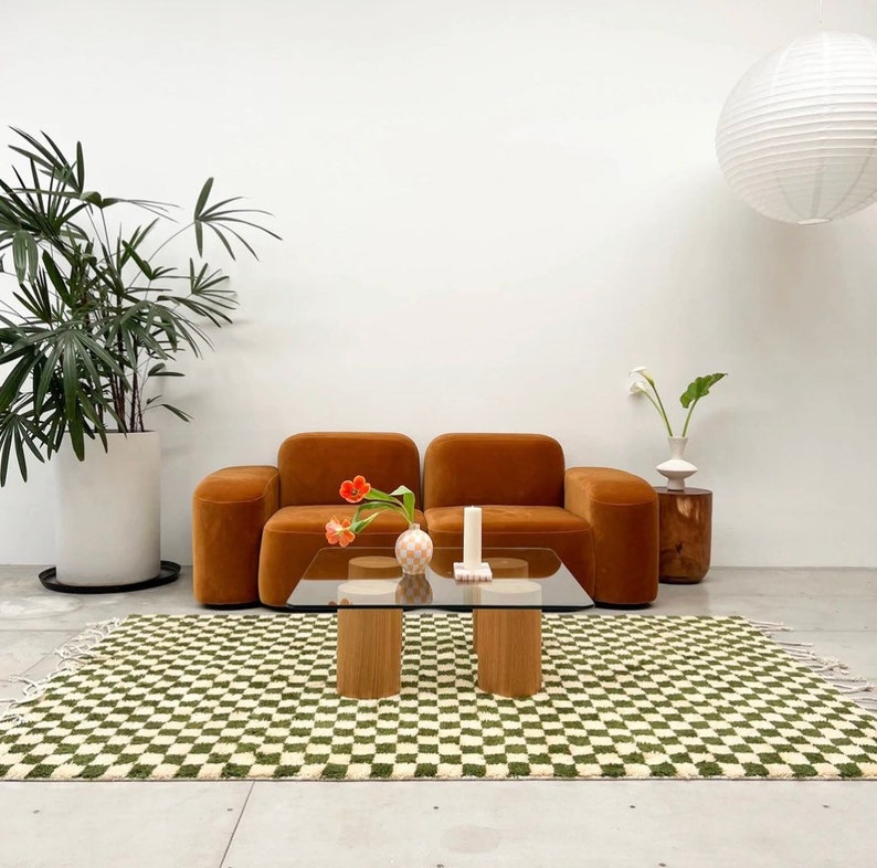 Large Moroccan Green Checkered Area Rug Berber Checker Rug Etsy Australia