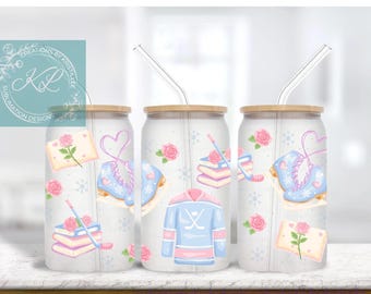 Hockey romance glass / hockey romance up /book Lover Coffee Cup / Bookish Gift/ ice coffee glass cup /smutty glass cup/