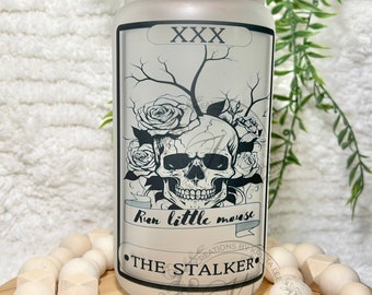 The stalker tarot card cup. Ice coffee cup, glass can cup.  meadows