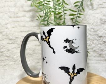 Dragon mug / bookish mug / dragon coffee mug/ tarin and andarna cup