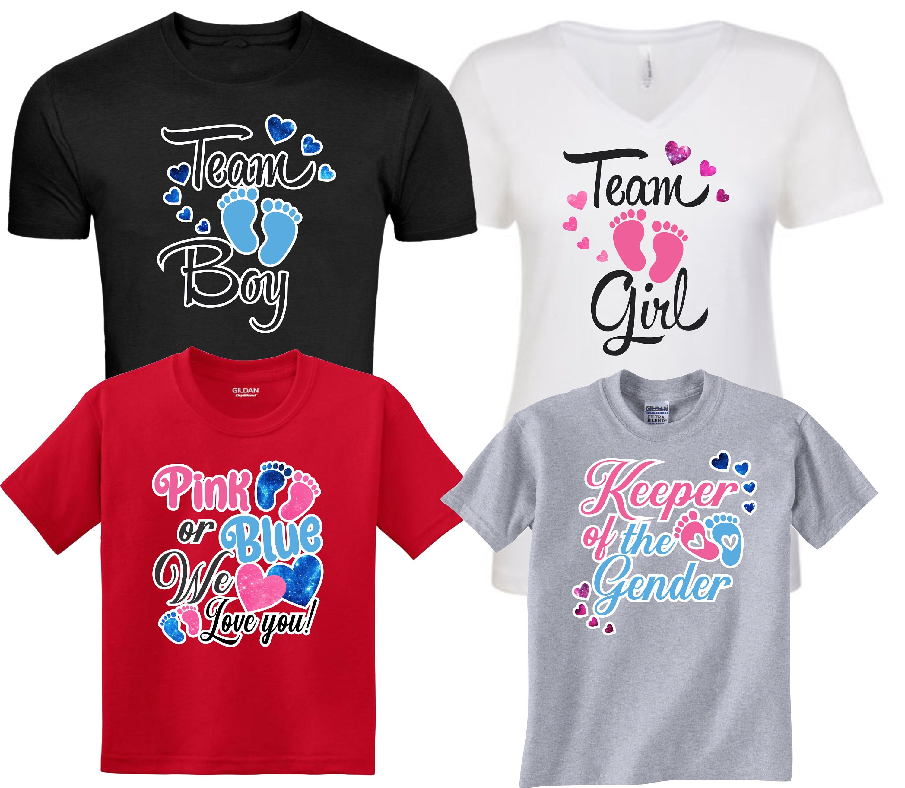 Pink or Blue We Love You Team Boy Team Girl Gender Reveal - Etsy