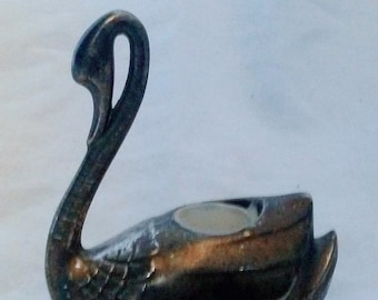 Vintage Pewter Swan Candle Holder