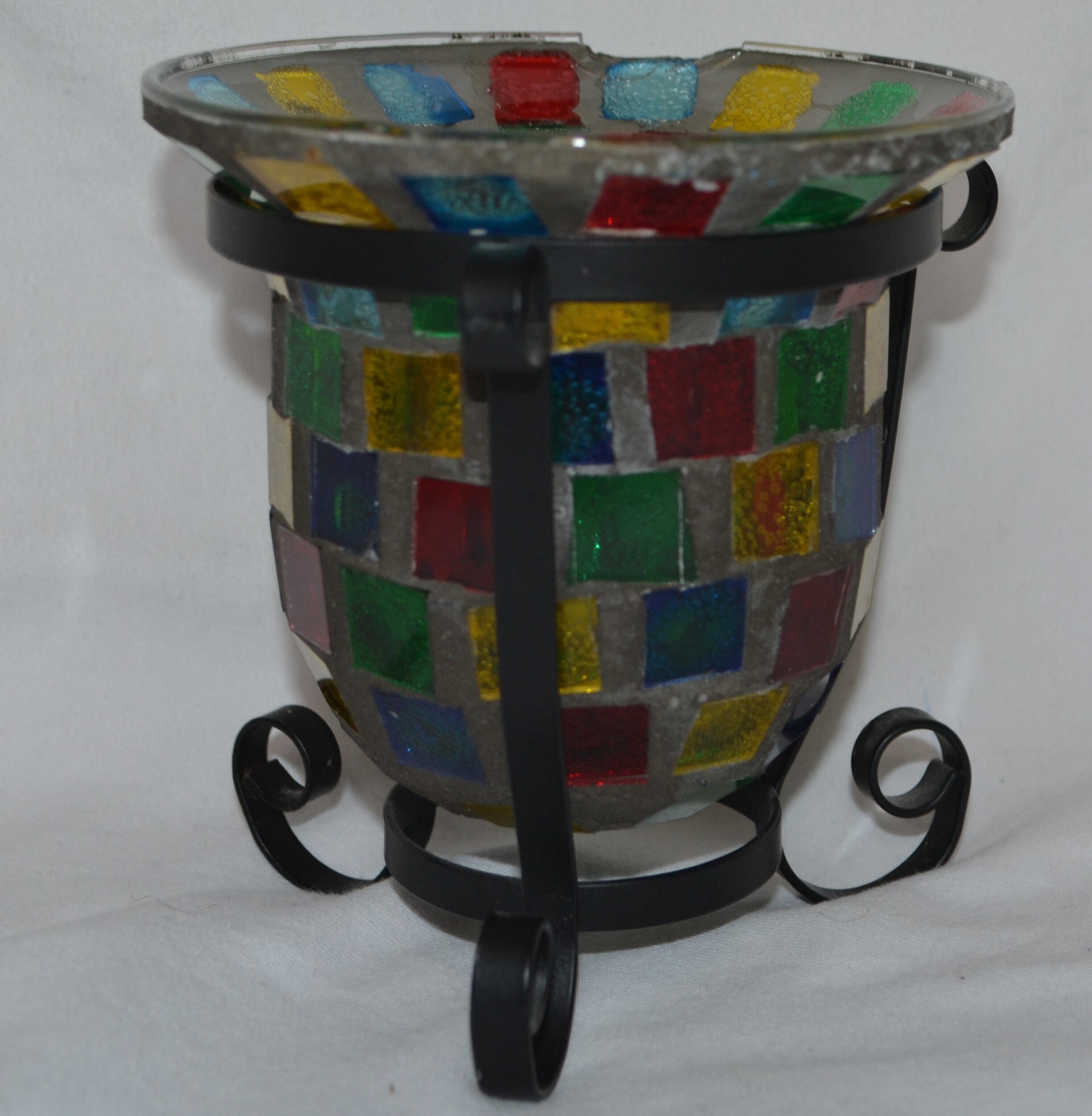 Vintage Stained Glass Candle Holder With Stand Etsy UK