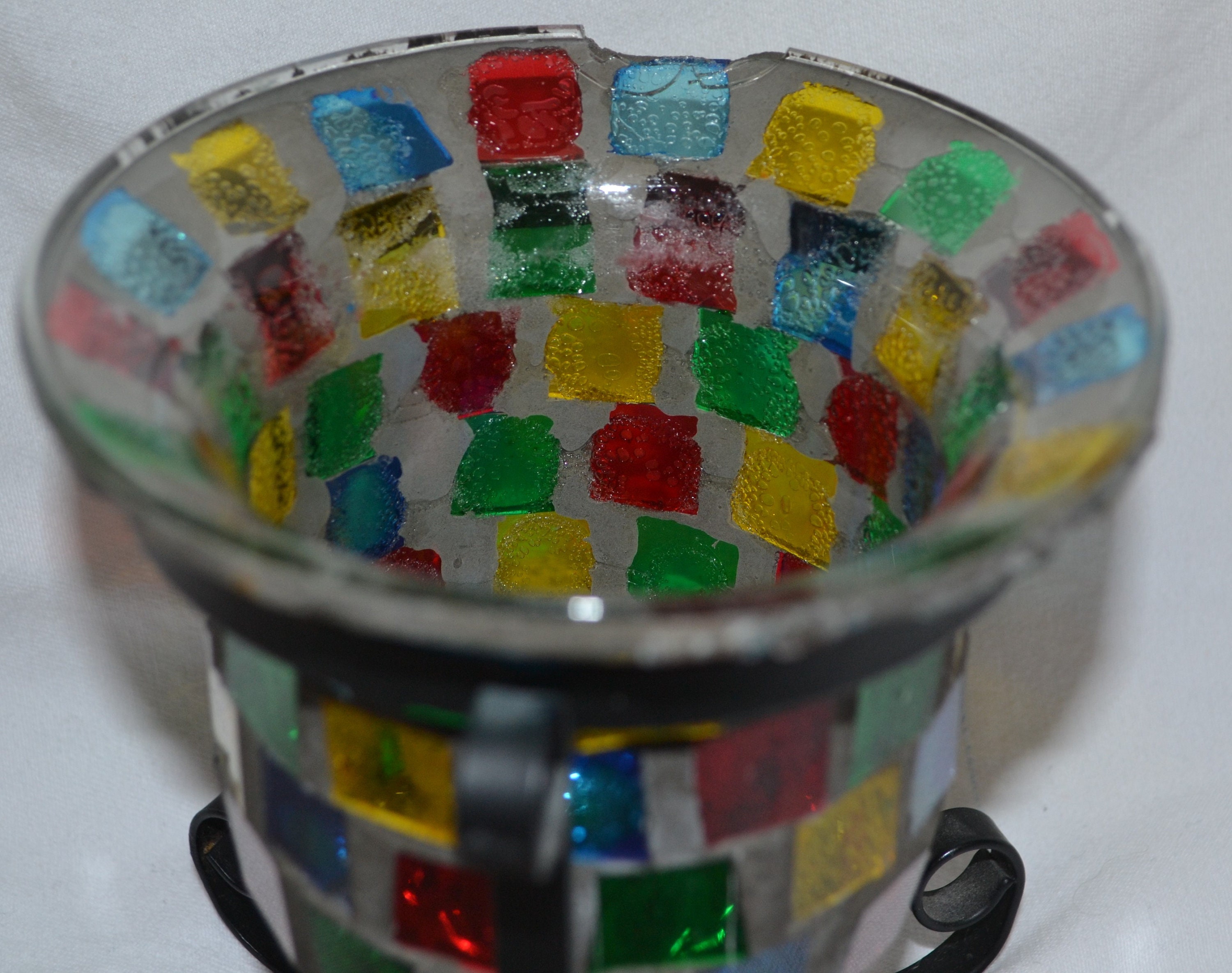 Vintage Stained Glass Candle Holder With Stand Etsy UK