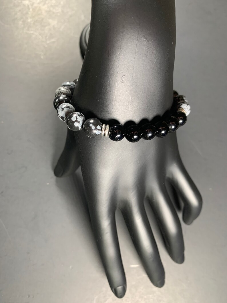 Great Gift for Him or Her! Very Beautiful Snowflake Obsidian Jasper and Black Onyx Gemstones