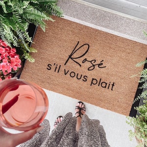 Rosé Sil Vous Plait Door Mat: Natural Coir Welcome Mat