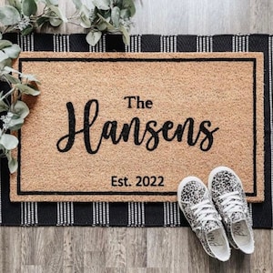 Cursive Name Doormat Personalized Door Mat, Engagement Gift, Wedding Gift Door Mat, Customizable Doormat,  Anniversary Gift, Custom Door Mat