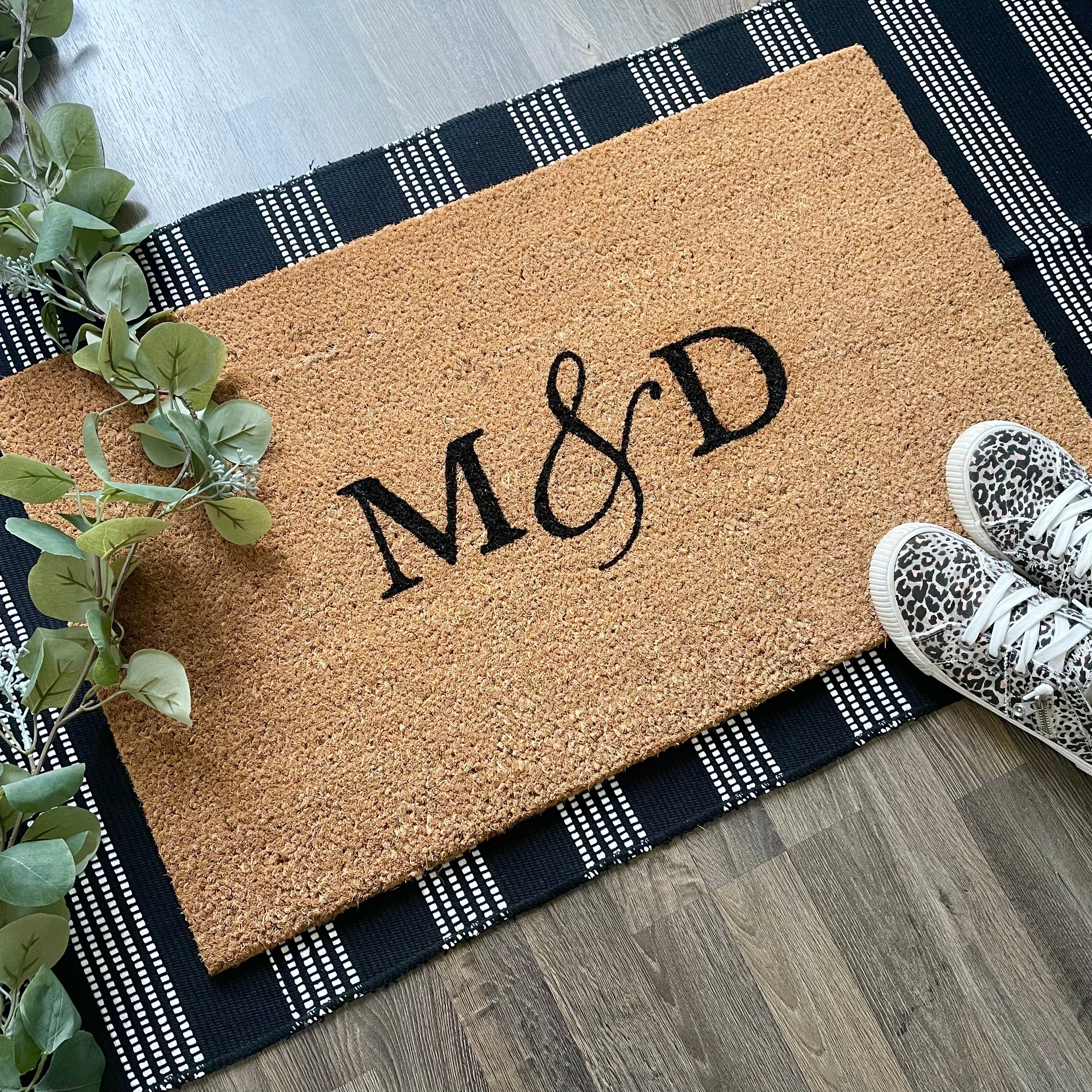 Monogram Mat Simple Monogram Door Mat, Wedding Gift, Gift Wedding Couple Unique ...