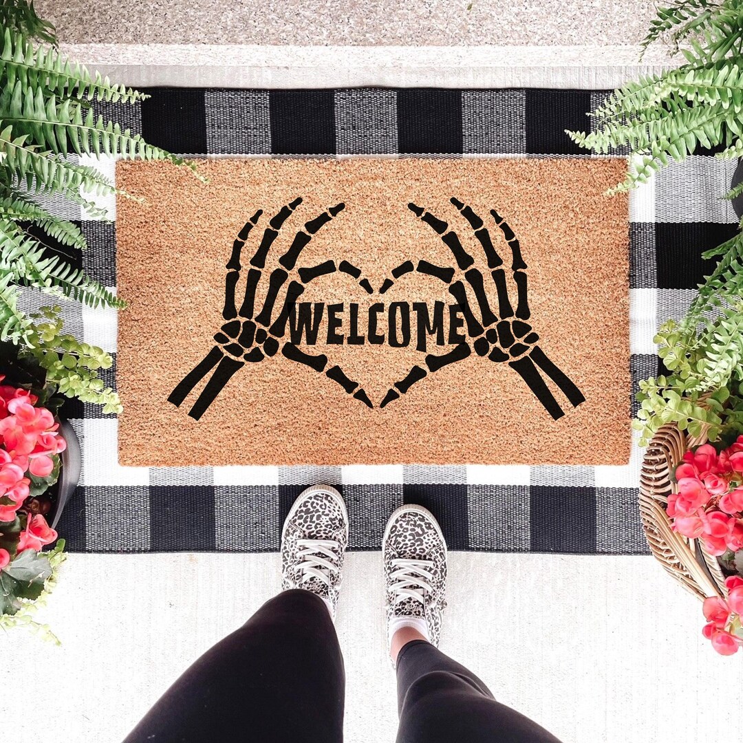 Skeleton Welcome Rug Welcome Halloween Door Mat, Skeleton Decor, Spooky Skeleton Door Mat ...