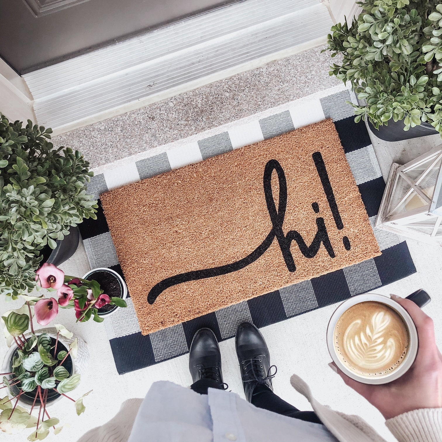 Hi Doormat Spring Door Mat Summer Door Mat Farmhouse Etsy Canada