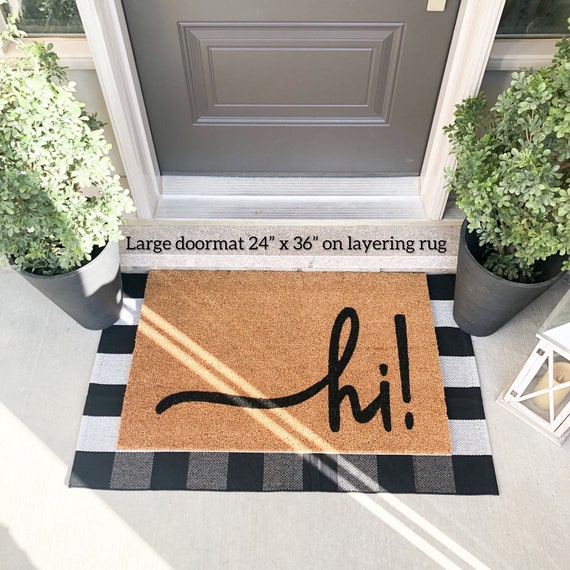 Black and White Striped Rug Layered Door Mat Underlay Accent Rug