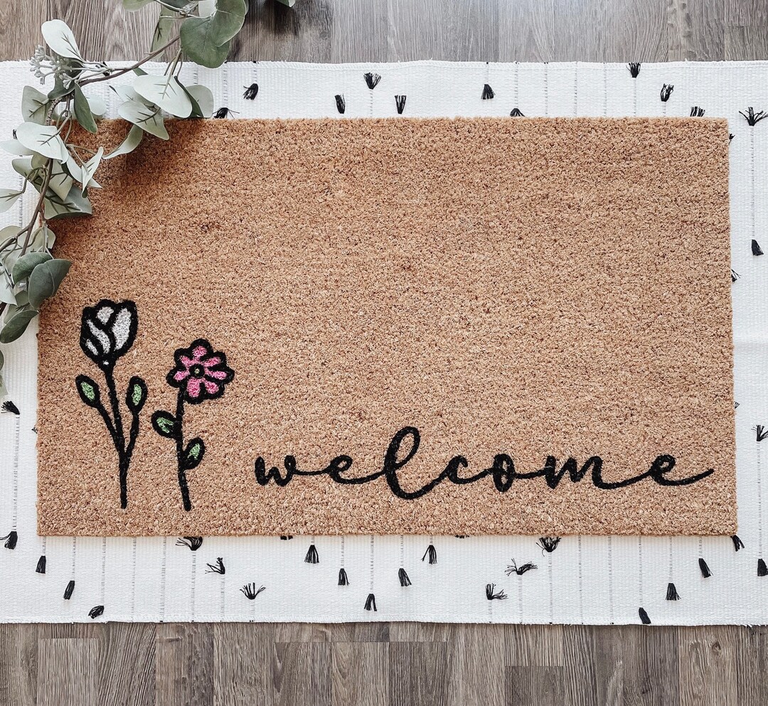 Door Mat Spring Door Mat Floral Doormat Spring Flowers