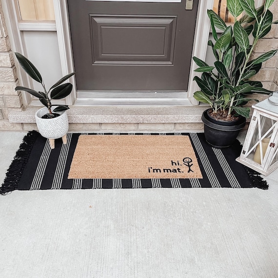 Black and White Striped Rug / Doormat Layering Rug / Small Accent