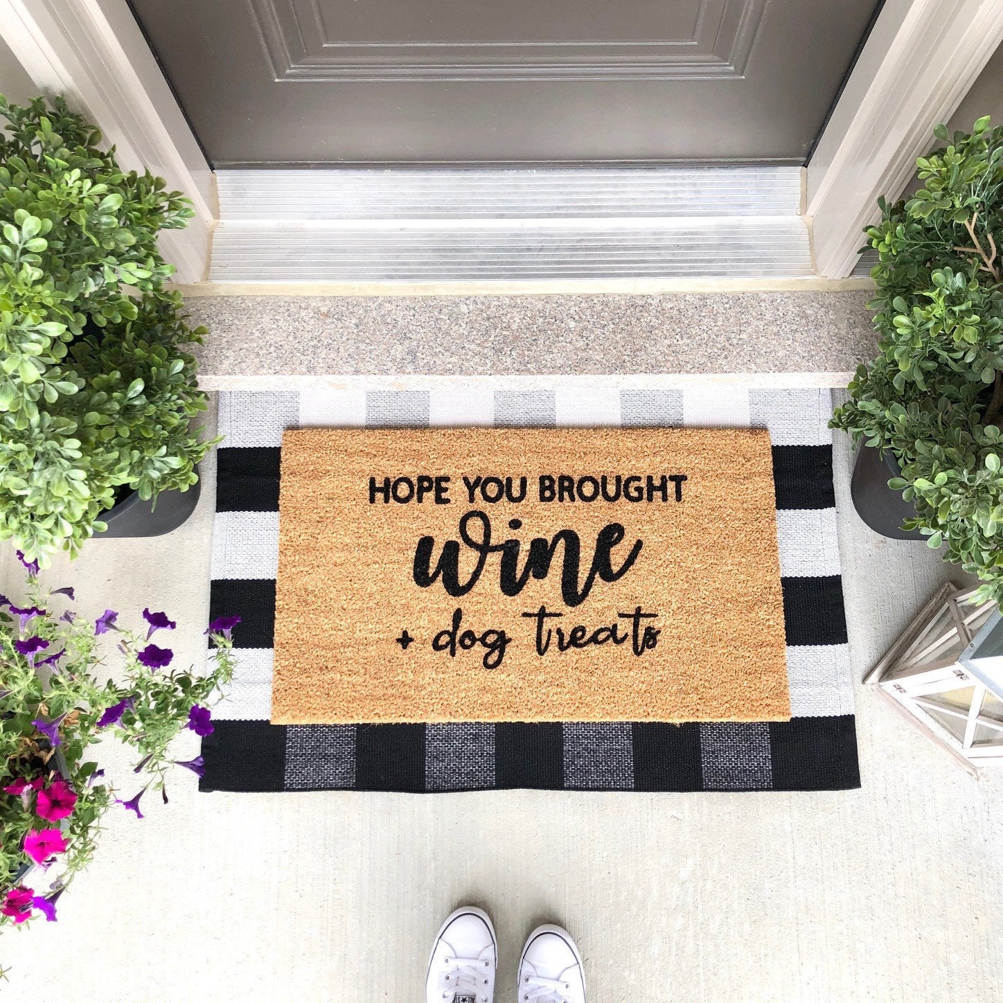 Hope You Brought Wine & Dog Treats Doormat, Wine Door Mat, Dog Door Mat ...