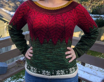 Poinsettia Sweater Knitting Pattern