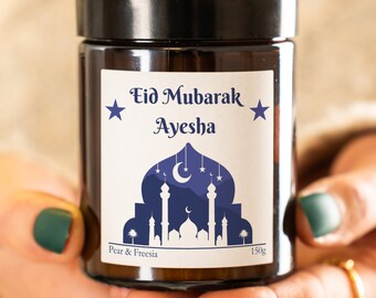 Personalised Eid Mubarak Candle for Friend, Eid Candle, Eid al-Fitr Gift, Muslim Friend, Islamic Friend Gift, Present for Ramadan, Eid Gift