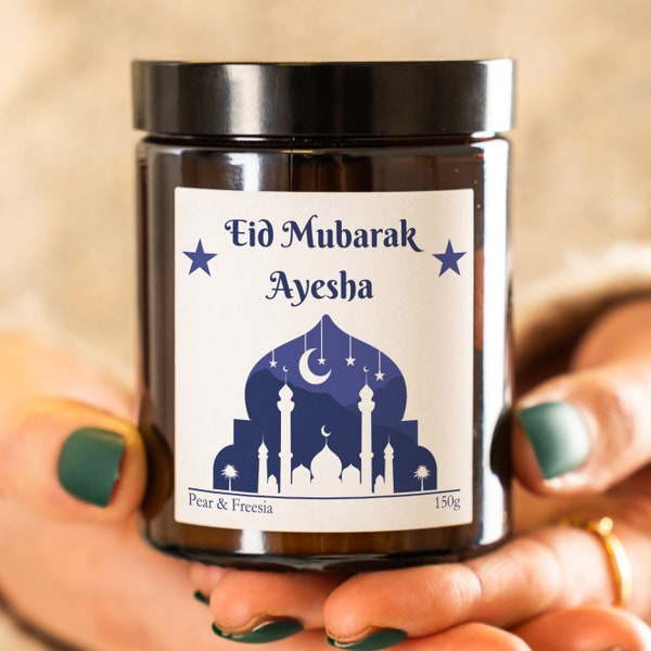 Personalised Eid Mubarak Candle for Friend, Eid Candle, Eid al-Fitr Gift, Muslim Friend, Islamic Friend Gift, Present for Ramadan, Eid Gift