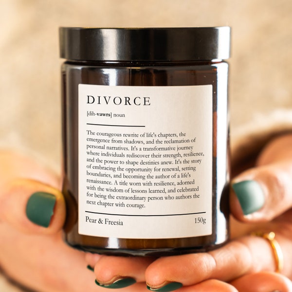 Personalised Divorce Definition Candle, Unique Gift for Divorce, Custom Message, Vegan, Thoughtful Present, Divorce Healing Present