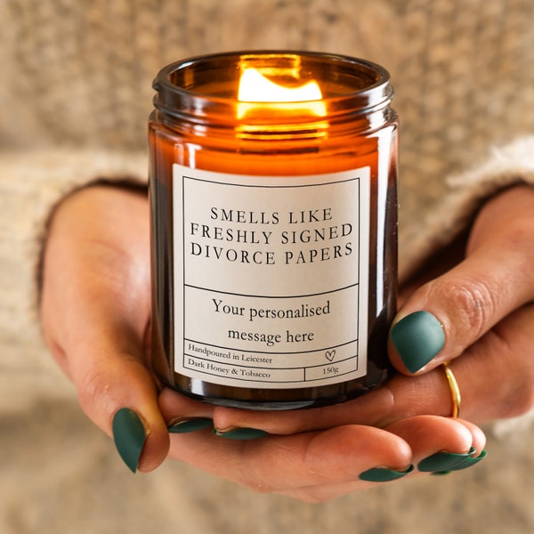 Divorce Gift Candle | Smells Like Freshly Signed Divorce Papers | Vegan Soy Wax | Choose Scent | Humorous Gift for Her After a New Beginning