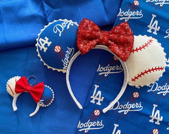 Dodgers LA Baseball Mickey Minnie Mouse Ears Headband  display picture 3