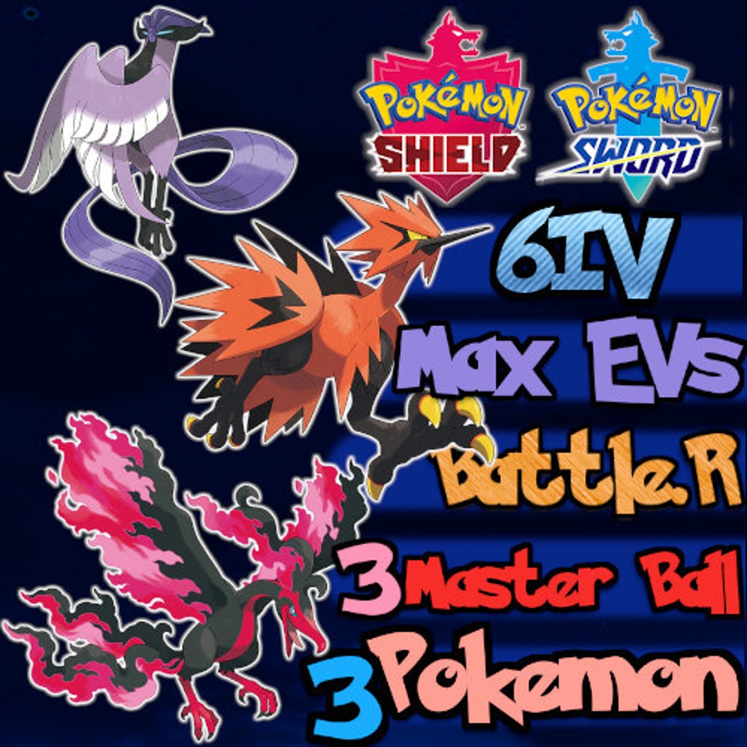 Shiny Legendary Kanto Birds for Pokemon Sword and Shield + 3 Masterballs