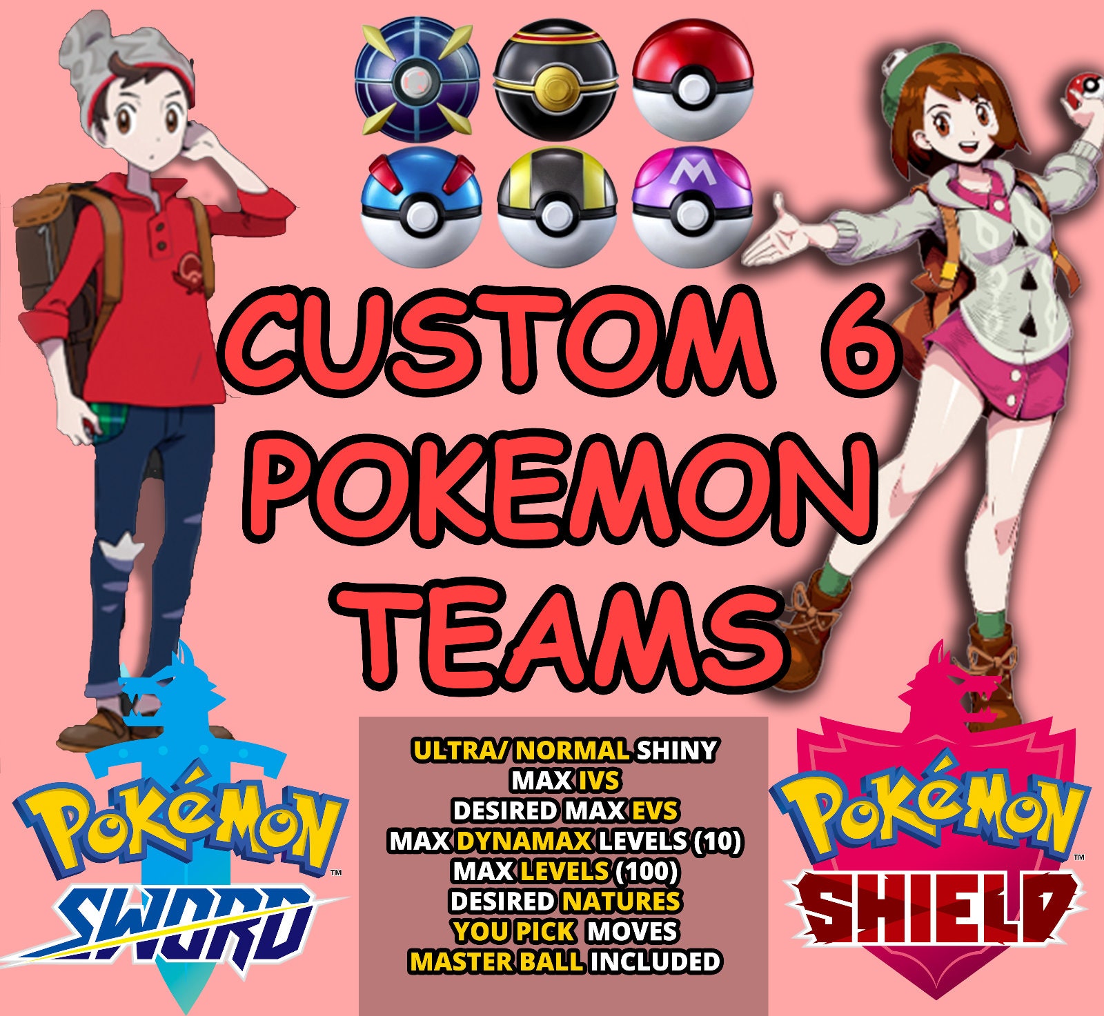 Pokemon Sword And Shield Custom 6 Pokemon Team Build Your Etsy Canada