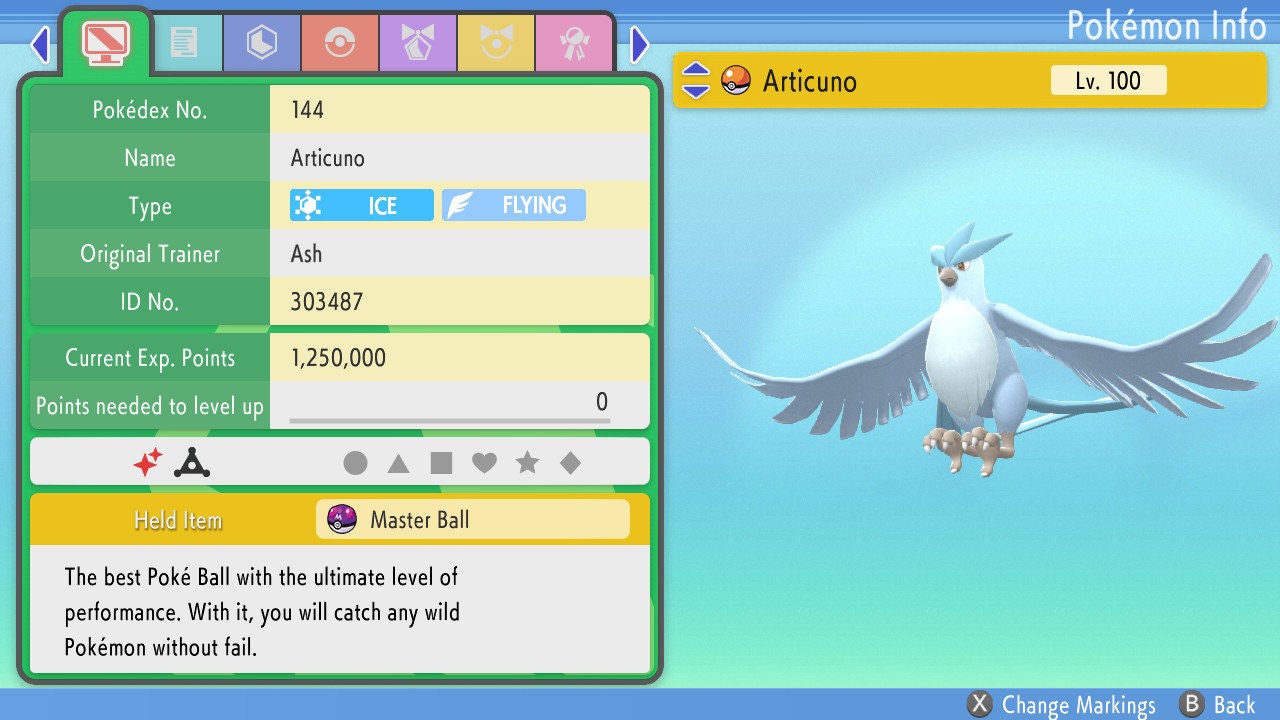 Shiny Legendary Articuno / Pokemon Let's Go / 6IV Pokemon / Shiny