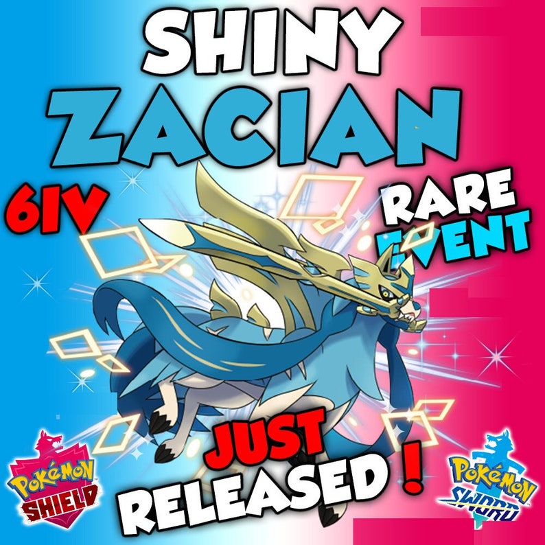 Pokemon Sword And Shield Shiny Legendary Zacian 6iv Rare Etsy Ireland