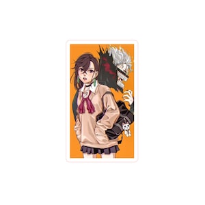 Momo Ayase mit Turbo Oma Schlüsselbund Dandadan Anime Sticker, Anime Sticker, Manga Sticker