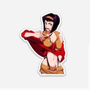 Cowboy Bebop Faye Valentine Bounty Hunter Posing with Sunglasses Anime Sticker
