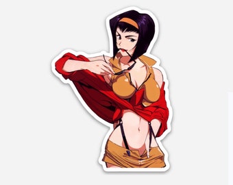 Cowboy Bebop Faye Valentine Bounty Hunter Posing with Sunglasses Anime Sticker