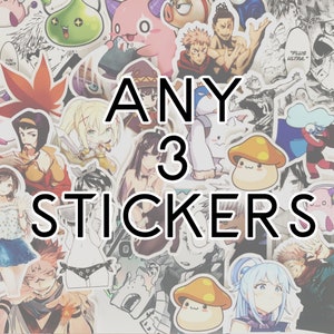 Any 3 sticker pack, sticker pack, choose any 3 stickers, custom sticker pack, custom decal, custom stickers, anime stickers, manga stickers