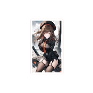 Nikke "Grim Reaper" Rapi Sitting on Beam, Goddess of Victory sticker, Anime & Manga Sticker, Gacha Game Sticker