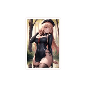 Nikke "Grim Reaper" Rapi Posing in Forest Lake, Goddess of Victory sticker, Anime & Manga Sticker, Gacha Game Sticker