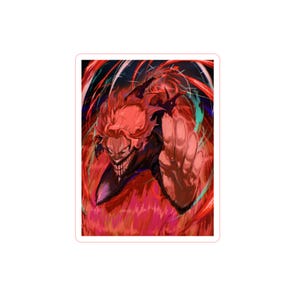 Ken Takakura (Okarun) Red Transformation ausgeführt, Dandadan Anime Eröffnung Kontrast Aufkleber, Anime Aufkleber, Manga Aufkleber