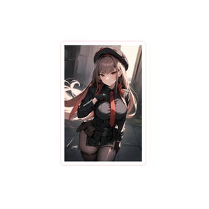 Nikke "Grim Reaper" Rapi Posing while fixing tie, Goddess of Victory sticker, Anime & Manga Sticker, Gacha Game Sticker