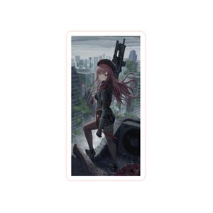 Nikke "Grim Reaper" Rapi Assassin in Rain On top of building , Goddess of Victory sticker, Anime & Manga Sticker, Gacha Game Sticker