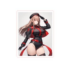 Nikke "Grim Reaper" Rapi Posing with Thick Thighs , Goddess of Victory sticker, Anime & Manga Sticker, Gacha Game Sticker