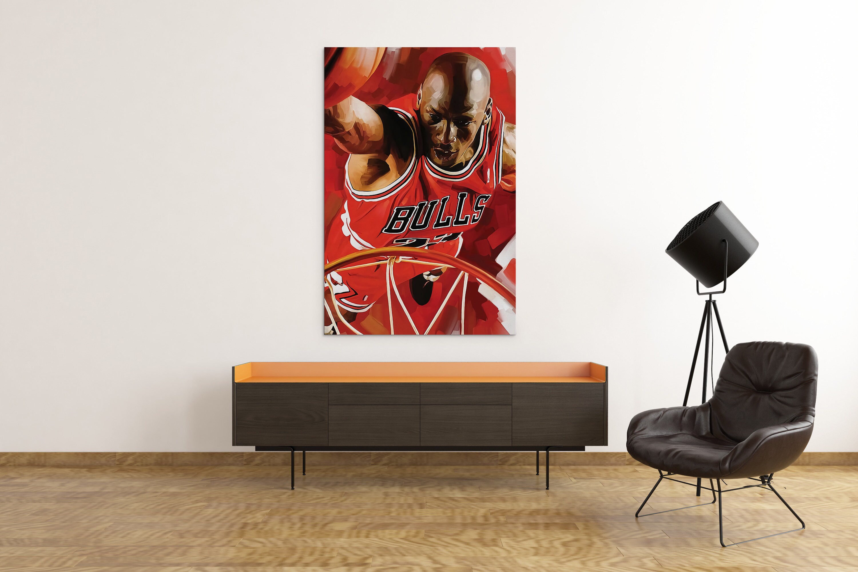 Michael Jordan Canvas Wall Art Painting Basketball Player Etsy