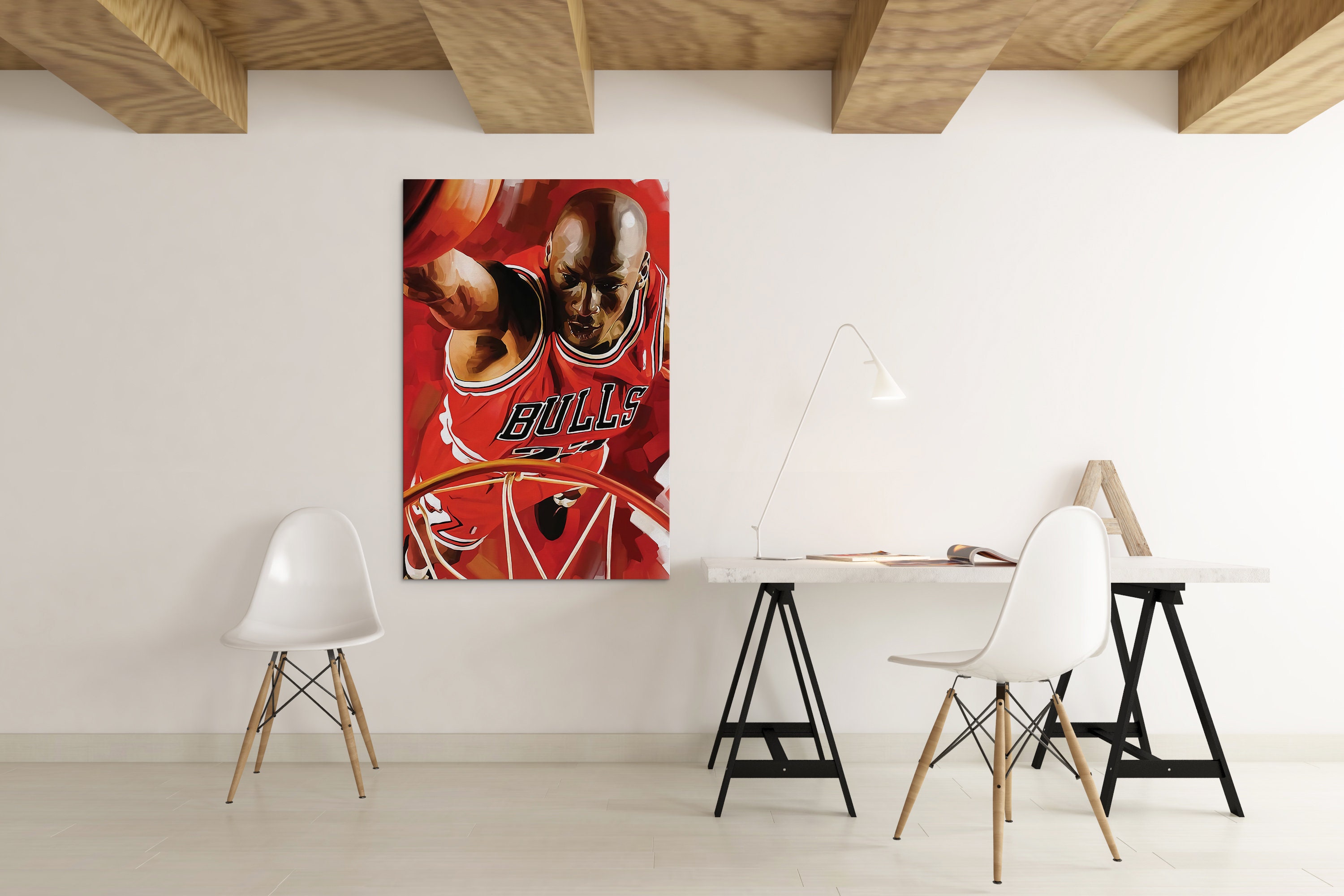 Michael Jordan Canvas Wall Art Painting Basketball Player Etsy