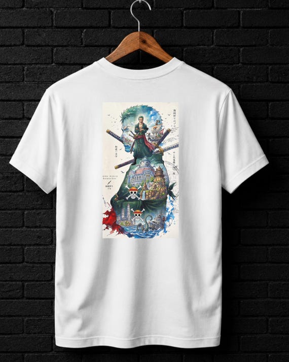 One Piece Roronoa Zoro Anime Graphic Tee, Vintage Manga Streetwear Shirt