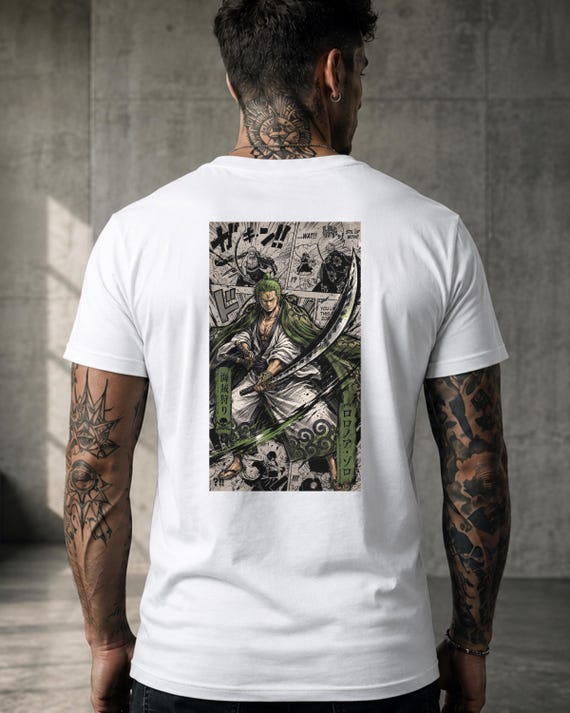 Roronoa Zoro One Piece Anime Graphic T-Shirt, Japanese Manga Streetwear Tee