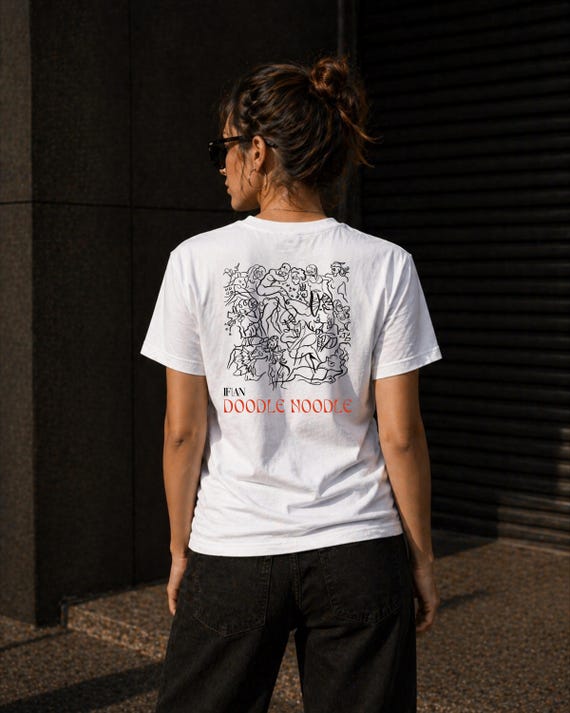 Minimalist Doodle Art T-Shirt, Abstract Graphic Tee, Modern Line Drawing Shirt, Artistic Streetwear, Unisex Oversized Tee
