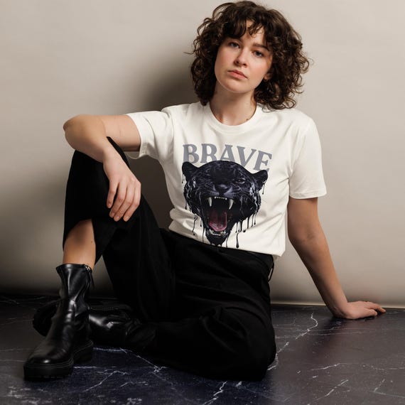 Brave Souls Panther T-Shirt | 100% Combed Cotton, Grunge Streetwear